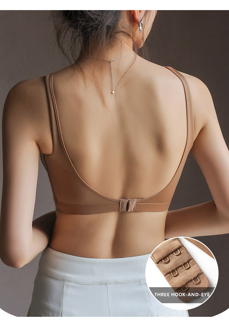 Bras for Underwear Lingerie Add Pad Bra Open Back Bralette Deep U Brassiere Wireless Comfort Sports