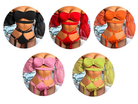 Woman Strapless Bra Set Lingerie French Underwear Wireless Intimate Push Up Bra Underpant Garters 2 Piece Underwear