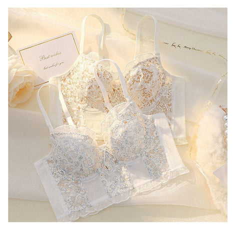 French Embroidery Lingerie Sets Lace Flower Underwear