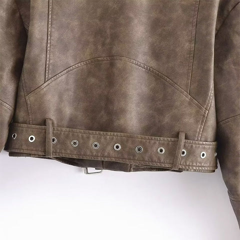 Turn Down Collar Gradient Leather Jackets