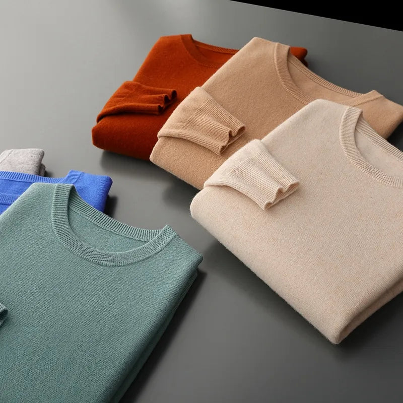 Soft Mens Round Neck Thickened Wool Sweaters