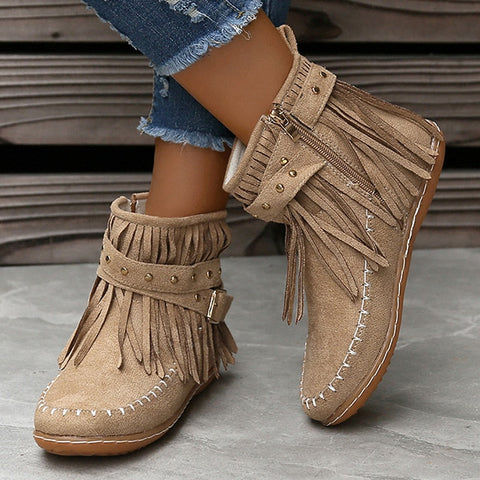 Bohemian Retro Style Tassels Ankle Boots