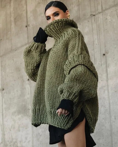 Superdicke, warme, übergroße Strickpullover