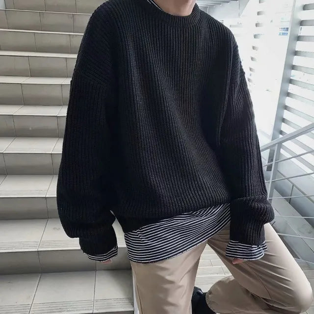 Korean Style Men Street Knitted Warm Sweaters