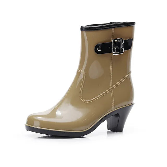 Spike Heels Waterproof Rain Ankle Boots