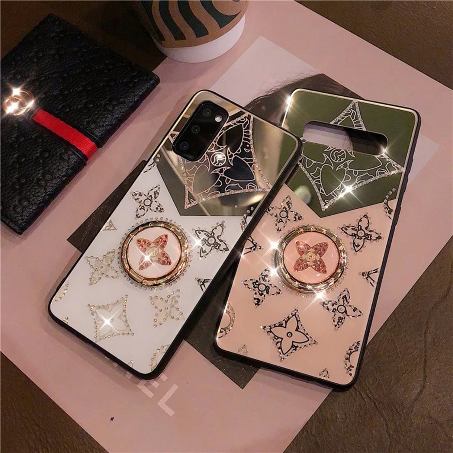 Glitter Diamond Phone Case Bling Cover For Samsung Galaxy S23 Ultra S22 Plus S21 Ultra Case With Ring Phone Holder