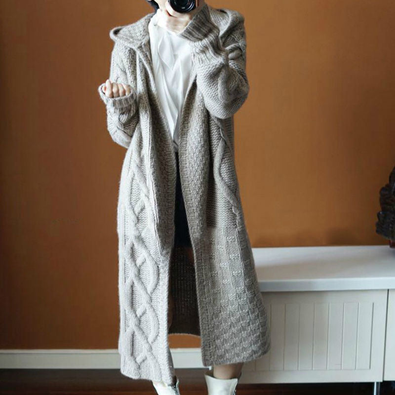 Trendy Hooded Long Cardigan