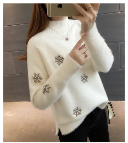 Snow Flake Theme Mink Cashmere Sweaters