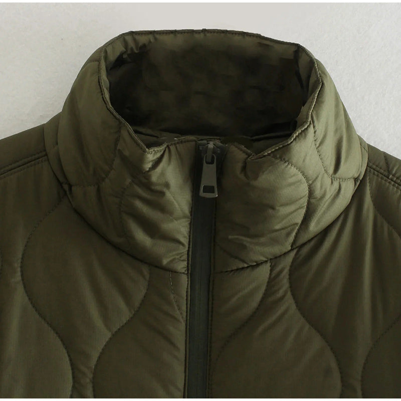 Big Pocket Green Winter Outwear Parka Coat