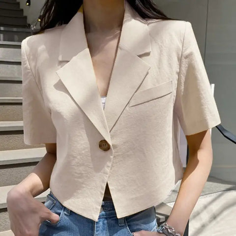 Chic One Button Blazer Jacket For Summer