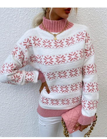 Turtleneck Snowflake Knit Sweater: Autumn/Winter Style