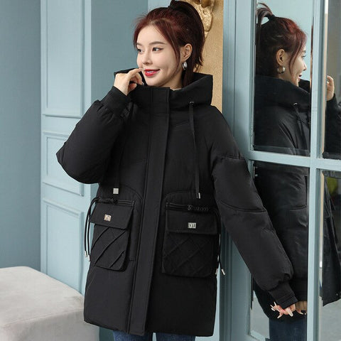 Front Big Pockets Cotton Padded Warm Coats For Winter