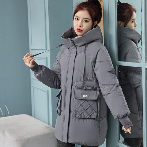 Front Big Pockets Cotton Padded Warm Coats For Winter