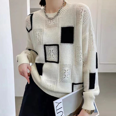 Square Blocks Designer Elegante warme Pullover