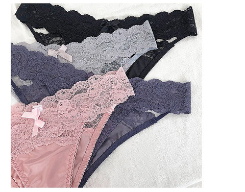 3Pcs/Lot Lace Panties Low-waist Underwear Female G String Thong Lingerie Temptation Hollow Out Intimates