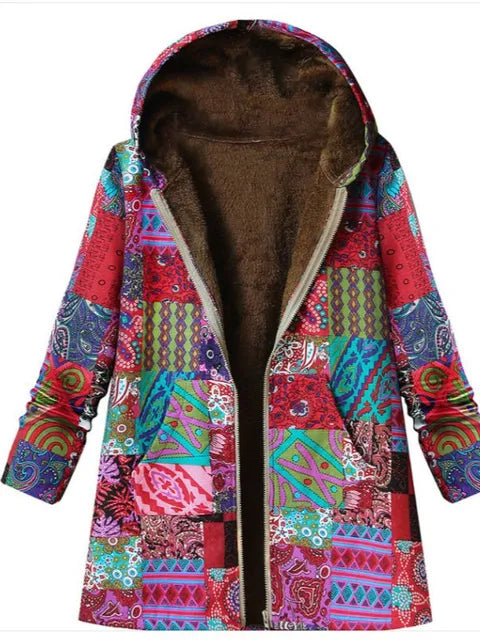 Winter Hooded Floral Warm Parka