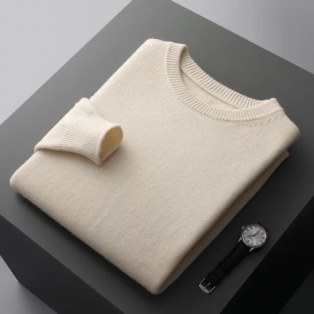 Soft Mens Round Neck Thickened Wool Sweaters