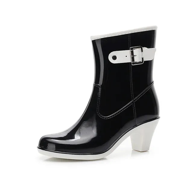 Spike Heels Waterproof Rain Ankle Boots