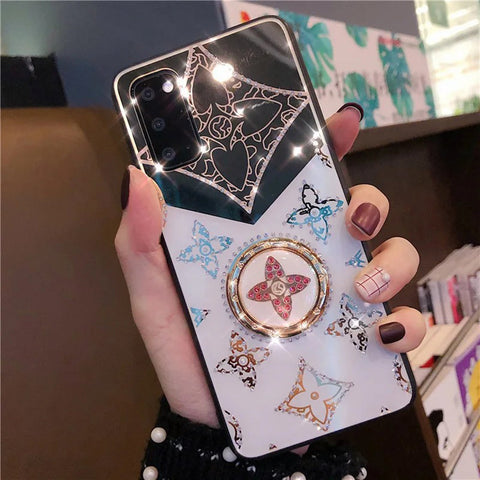 Glitter Diamond Phone Case Bling Cover For Samsung Galaxy S23 Ultra S22 Plus S21 Ultra Case With Ring Phone Holder