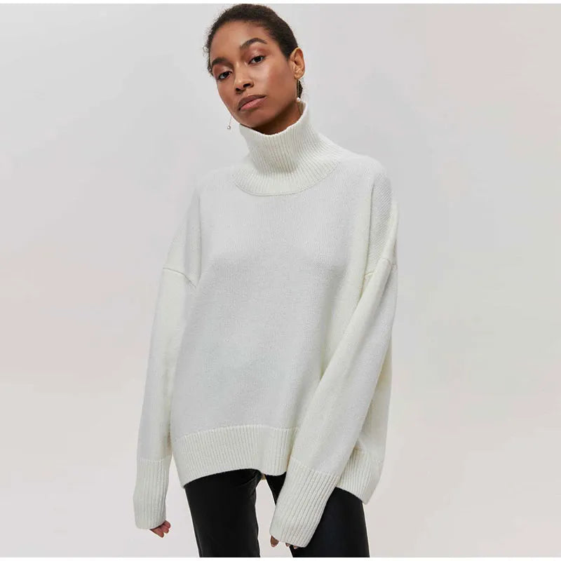 Solid Turtleneck Long Sleeve Pullover