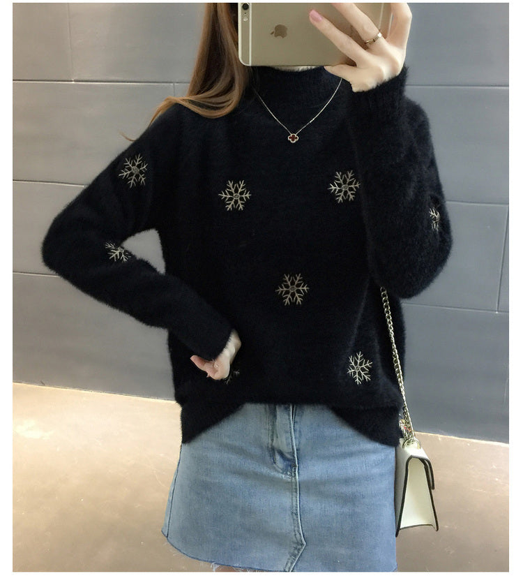 Snow Flake Theme Mink Cashmere Sweaters