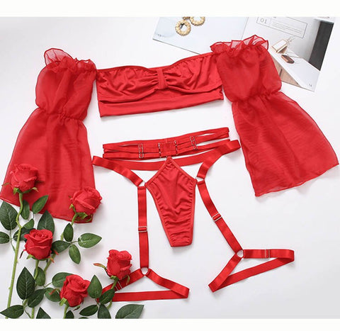 Damen Trägerloser BH-Set Dessous Französische Unterwäsche Kabelloser Intimer Push-Up-BH Unterhose Strumpfbänder 2-teilige Unterwäsche