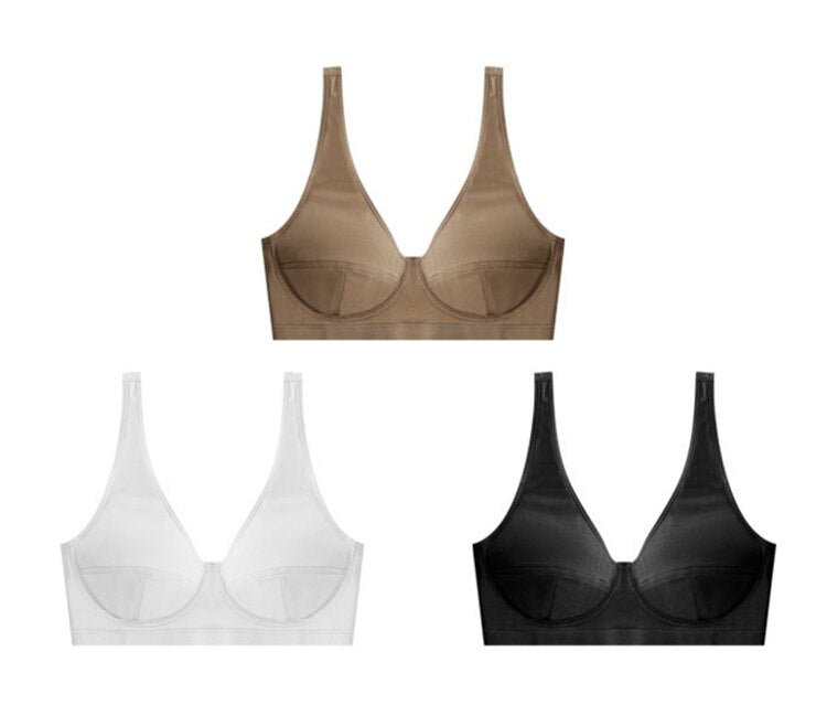 BHs für Unterwäsche Dessous BH mit Polsterung Rückenfrei Bralette Deep U Büstenhalter Bügellos Komfort Sport