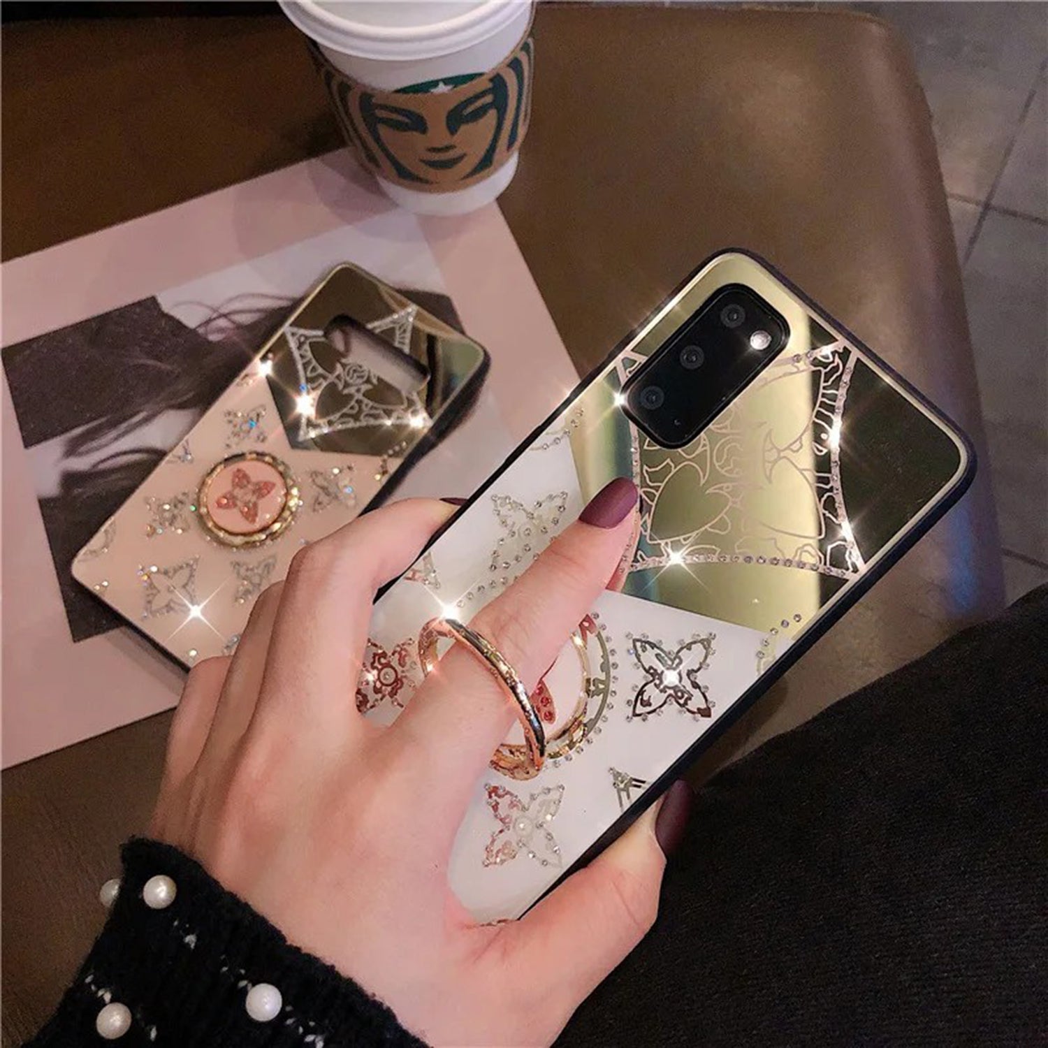 Glitter Diamond Phone Case Bling Cover For Samsung Galaxy S23 Ultra S22 Plus S21 Ultra Case With Ring Phone Holder