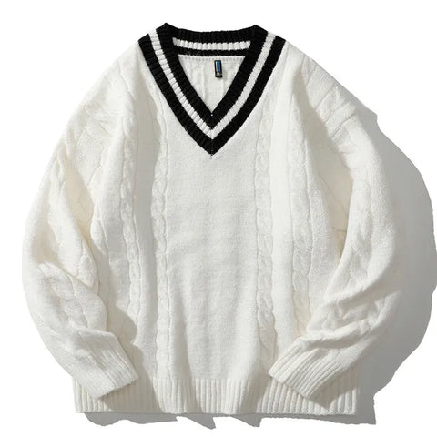 V Neck Mens Winter Knitted Oversized Sweaters