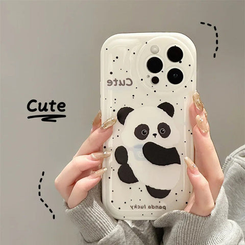 Compatible for iPhone Case Clear Cute Back Panda Lovely Case Girls Woman Girly Soft TPU Bumper Protective Silicone Slim Shockproof Case for iPhone 11 12 13 14 15