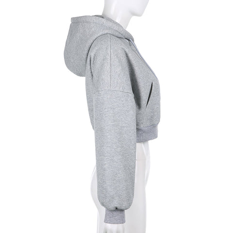 Straight Style Zipper Long Sleeve Hoodies