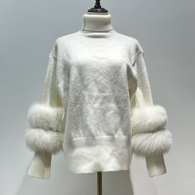 Chic Fluffy Fur Sleeve Sweaters