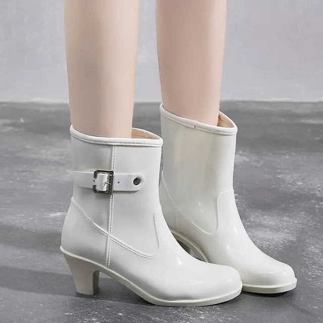 Spike Heels Waterproof Rain Ankle Boots