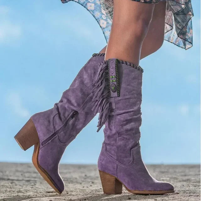 Chic Tassel Design Western Style Long Boots