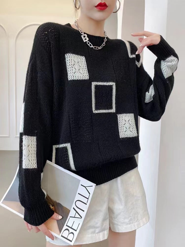 Square Blocks Designer Elegante warme Pullover