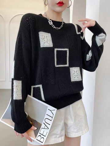 Square Blocks Designer Elegant Warm Sweaters