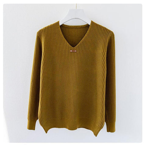 V-Neck Basic Style Autumn Winter Sweater