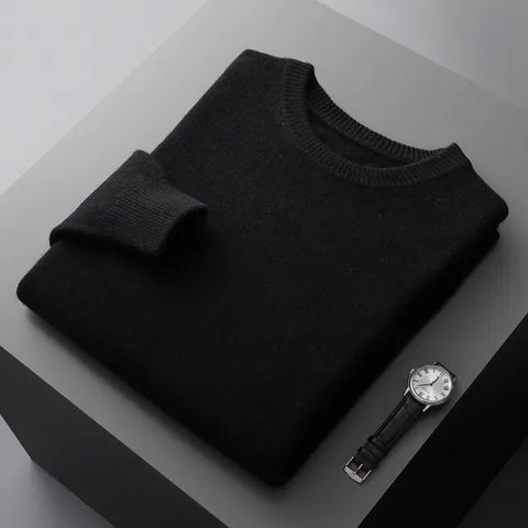 Soft Mens Round Neck Thickened Wool Sweaters