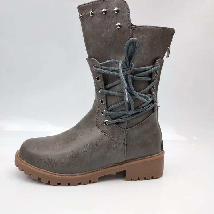 Rivet Accent Mid-Calf Boots: British Style