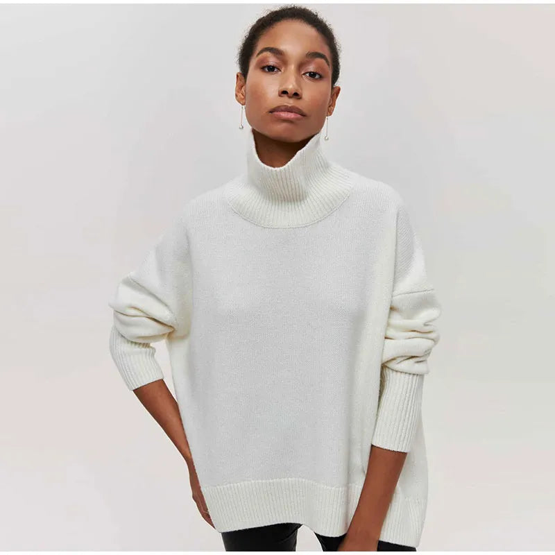 Solid Turtleneck Long Sleeve Pullover