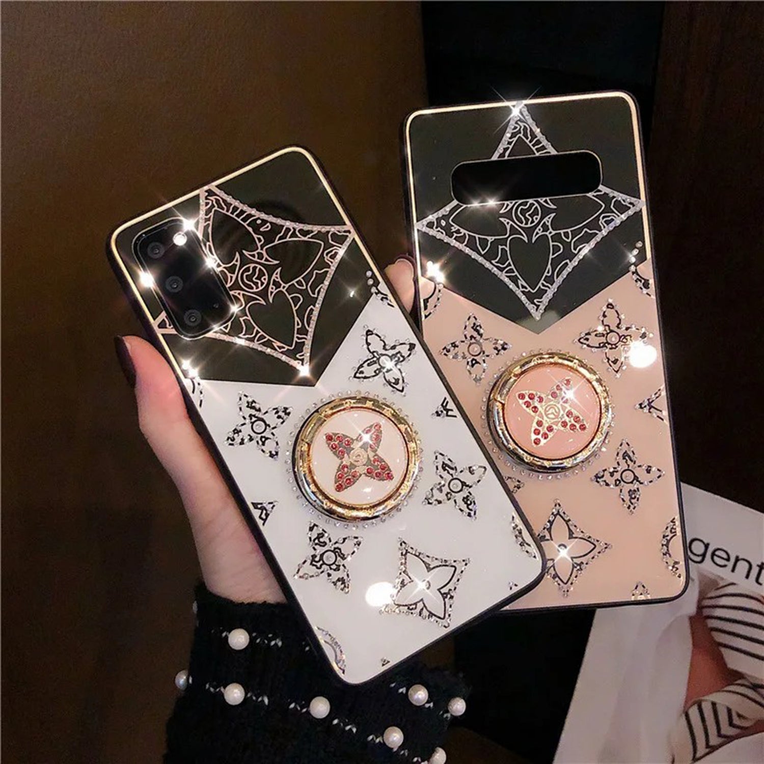 Glitter Diamond Phone Case Bling Cover For Samsung Galaxy S23 Ultra S22 Plus S21 Ultra Case With Ring Phone Holder