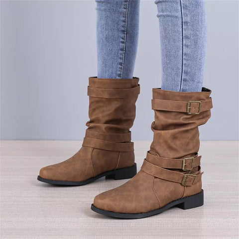 Buckle Decoration Slip on Comfortable Simple Winter Boots