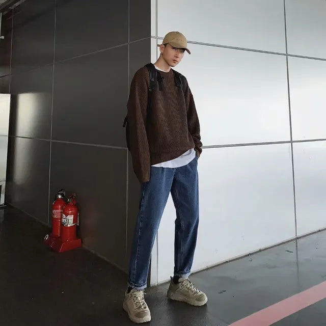 Korean Style Men Street Knitted Warm Sweaters