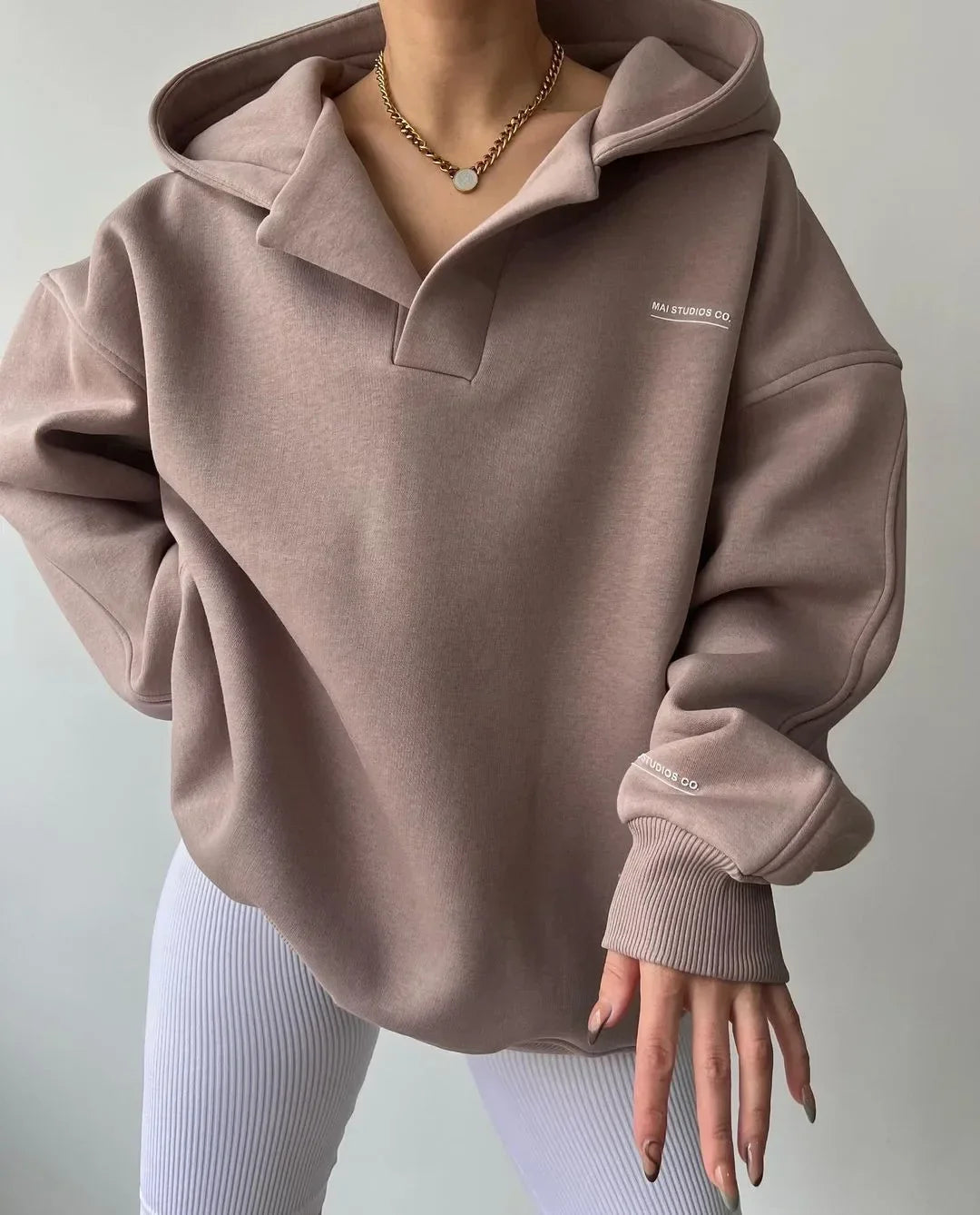 Sweats à capuche chauds à col en V style printemps-automne