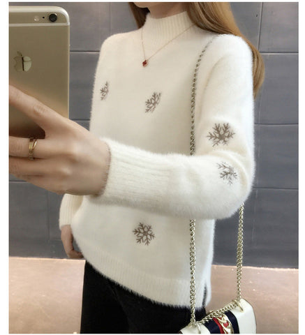 Snow Flake Theme Mink Cashmere Sweaters