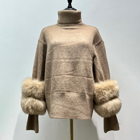 Chic Fluffy Fur Sleeve Sweaters