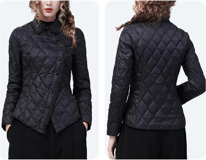 Autumn Short Lace Collar Cotton-Padded Jacket: Slim and High-Grade