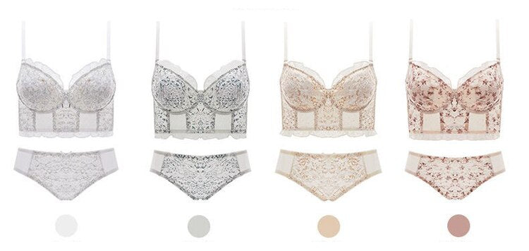 French Embroidery Lingerie Sets Lace Flower Underwear