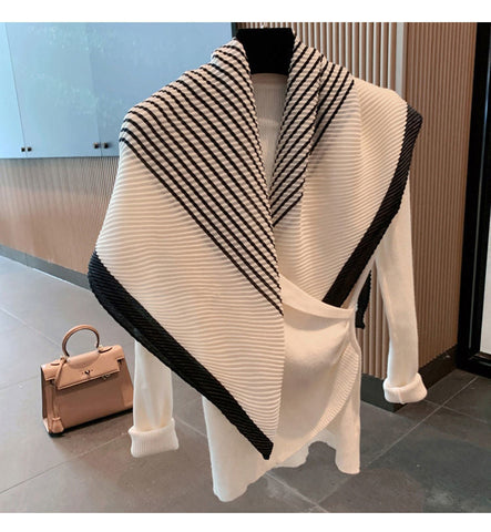 Autumn Winter Style Striped Triangle Shawl Sweater