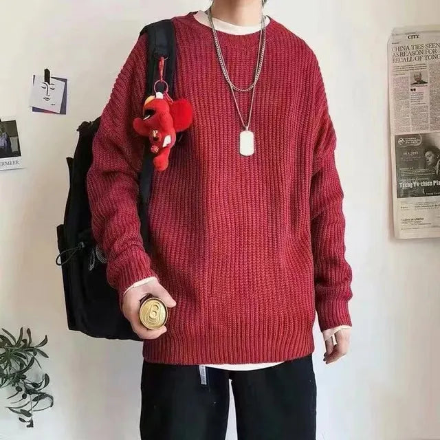 Korean Style Men Street Knitted Warm Sweaters